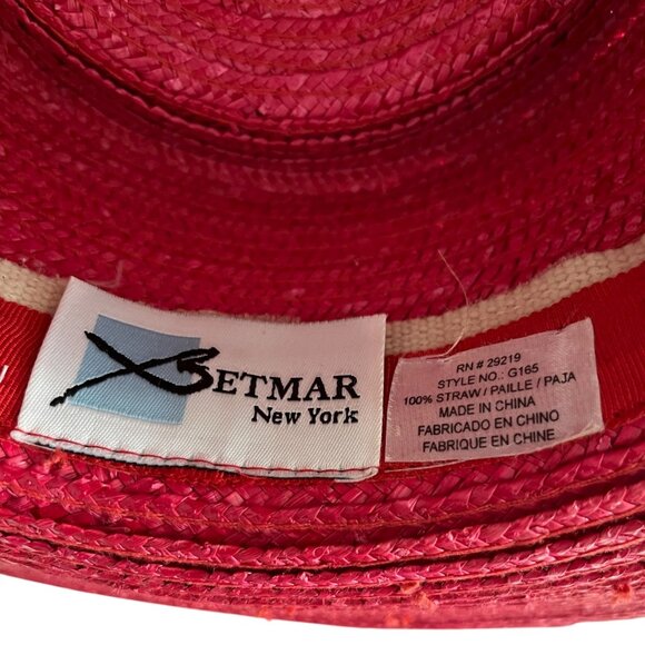 VTG Betmar New York Pink Straw Hat – Wide Brim with Bow – Style G165 - Picture 4 of 5